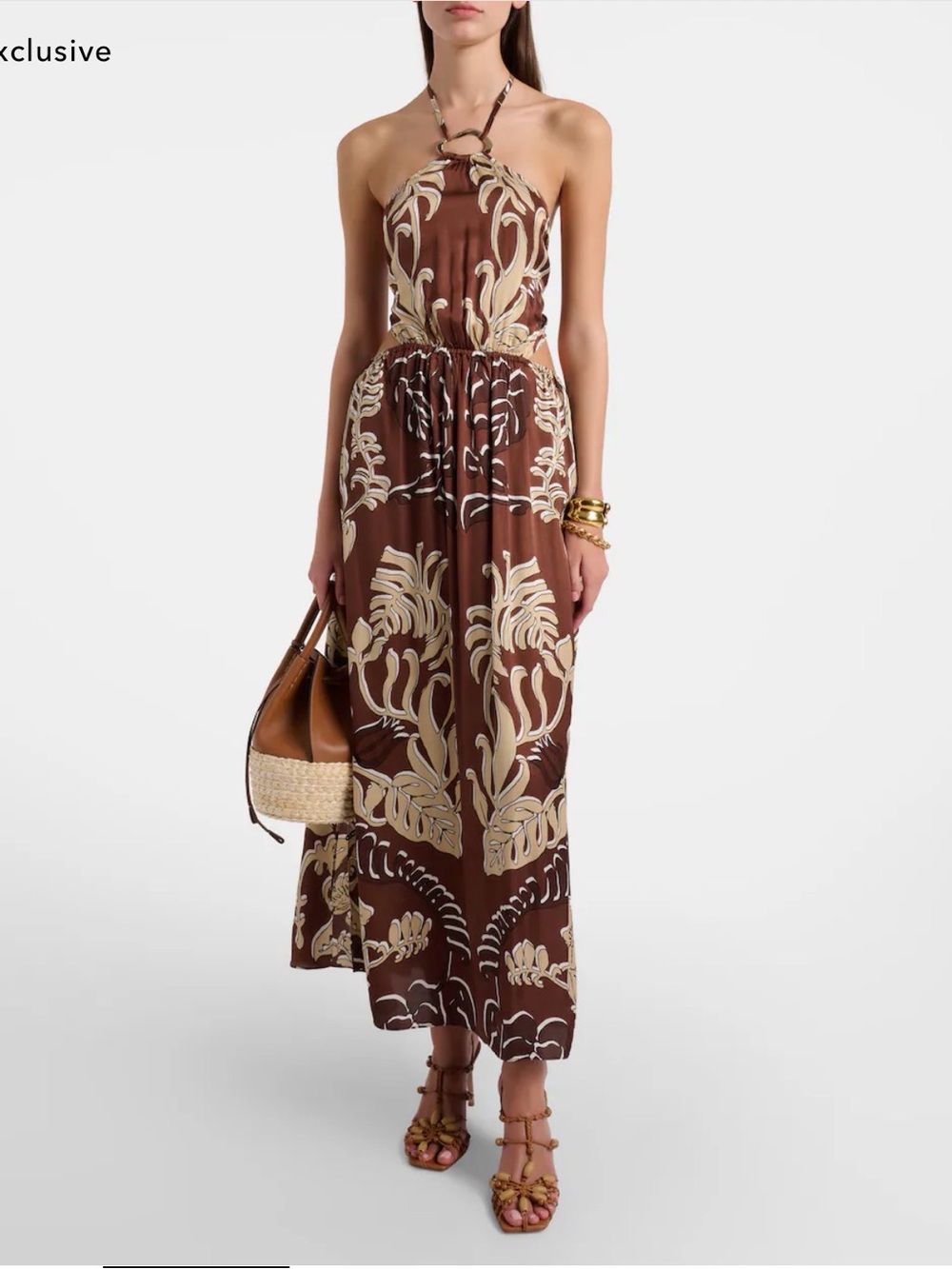 POUPETTE ST BARTH ISORE PRINTED HALTERNECK MAXI DRESS, SIZE SMALL